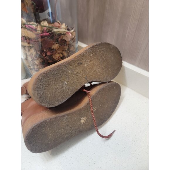 J Crew Women’s Brown Leather Faux Fur Nordic Winter Boots Crepe Soles Sz 8 - Picture 5 of 8